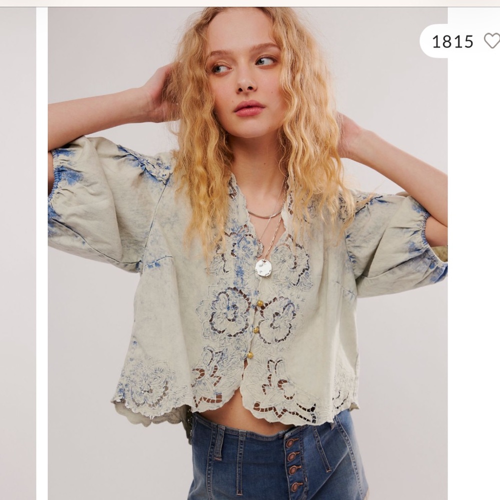 NWOT Free People Corinna Denim Top